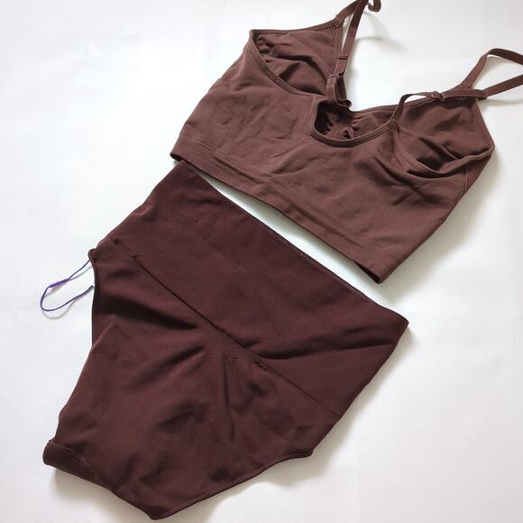 Yitty Lizzo Womens 2-Pc Shapewear NWOT Chocolate Brown High Rise Longline Ba M/L - Picture 4 of 6